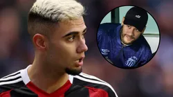 Neymar e Andreas Pereira. Fotos: Robson Mafra/AGIF e Carl Recine/Getty Images