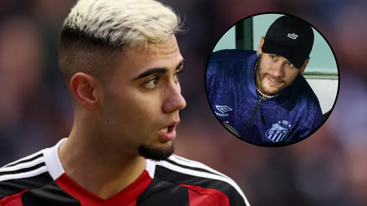 Neymar e Andreas Pereira. Fotos: Robson Mafra/AGIF e Carl Recine/Getty Images
