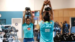 Kerolin durante treino na academia pela Seleção Feminina nos Estados Unidos - Créditos: Rafael Ribeiro/CBF