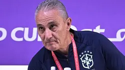 Tite concedendo entrevista coletiva durante a Copa do Mundo de 2022, em Doha, no Catar. Foto: Pedro Vilela