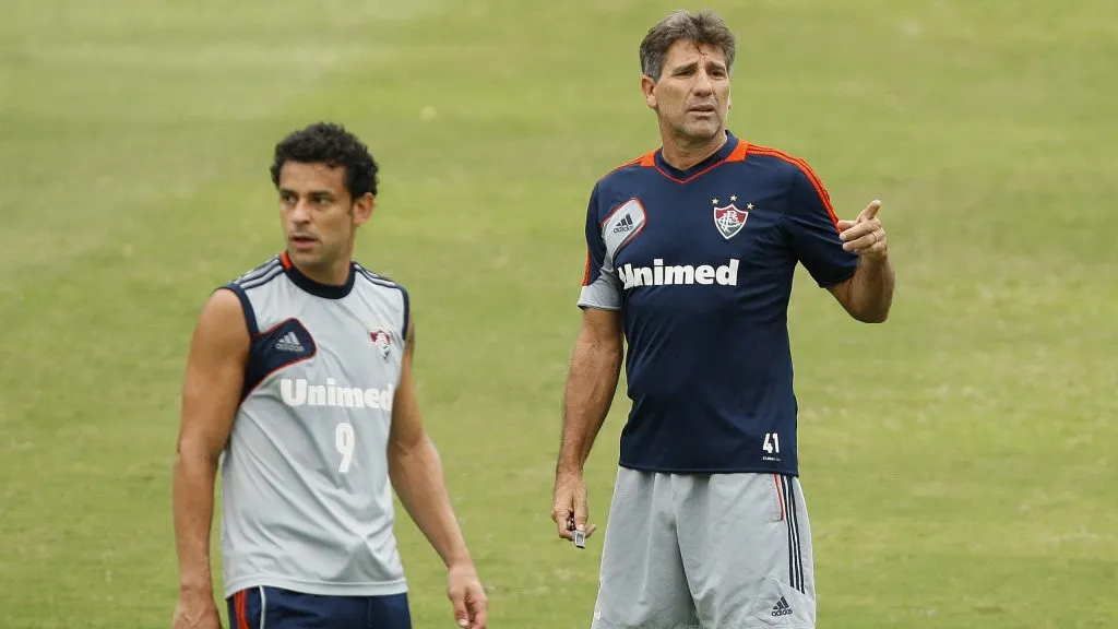 Renato Gaucho e Fred durante treino do Fluminense esta tarde no CT Laranjeiras. Foto: Wagner Meier/AGIF