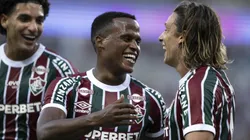 Arias e Canobbio comemorando pelo Fluminense durante o Campeonato Carioca - Foto: Jorge Rodrigues/AGIF