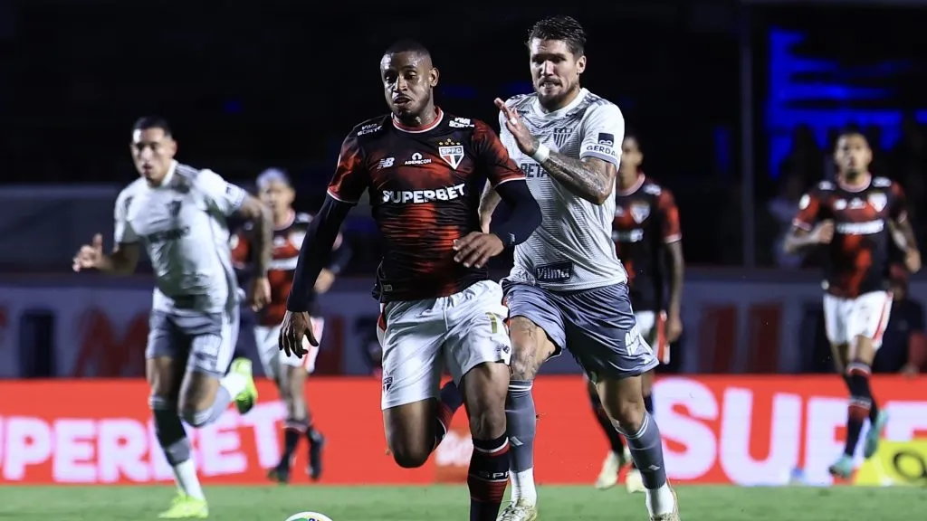 Andre Silva jogador do Sao Paulo durante partida contra o Atletico-MG no estadio Morumbi pelo campeonato Brasileiro A 2024. Foto: Marcello Zambrana/AGIF