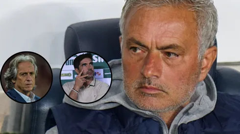 José Mourinho, Jorge Jesus e Abel Ferreira. Foto: Ahmad Mora/Getty Images, Ettore Chiereguini/AGIF e Thiago Ribeiro/AGIF