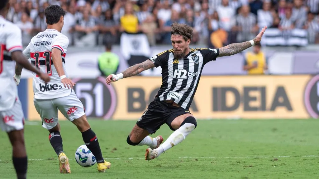  Lyanco jogador do Atlético-MG durante partida contra o São Paulo no estádio Mineirão pelo campeonato Brasileiro A 2025. Foto: Alessandra Torres/AGIF
