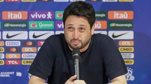 Arthur Elias técnico do Brasil durante coletiva após partida de futebol feminino contra a Jamaica na Arena de Pernambuco neste sábado (1), válida como amistoso de preparação para os jogos olímpicos de Paris 2024.