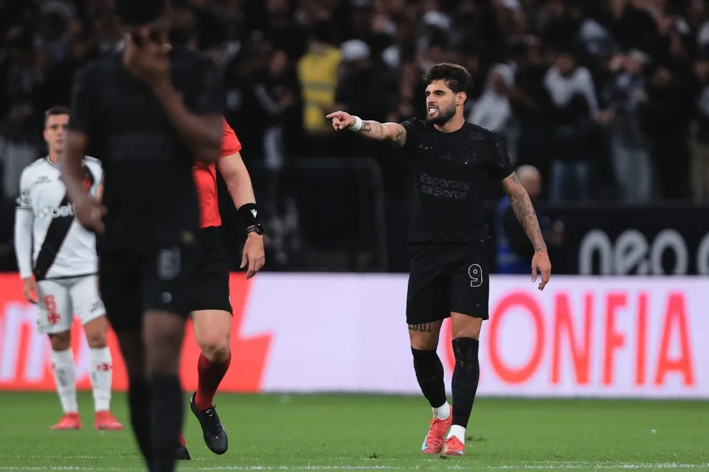SP – SAO PAULO – 05/04/2025 – BRASILEIRO A 2025, CORINTHIANS X VASCO – Yuri Alberto jogador do Corinthians comemora seu gol durante partida contra o Vasco no estadio Arena Corinthians pelo campeonato Brasileiro A 2025. Foto: Ettore Chiereguini/AGIF