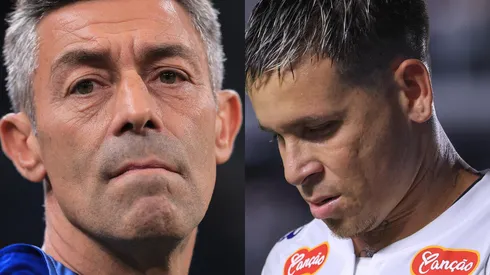 Soteldo e Pedro Caixinha, do Santos. Foto: Marcello Zambrana e Ettore Chiereguini//AGIF