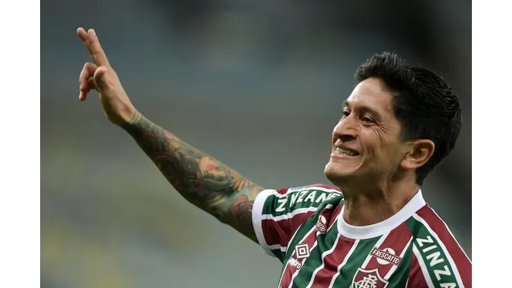 Cano jogador do Fluminense comemora seu gol durante partida contra o San Jose no estádio Maracanã pelo campeonato Copa Sul-americana 2025. Foto: Thiago Ribeiro/AGIF