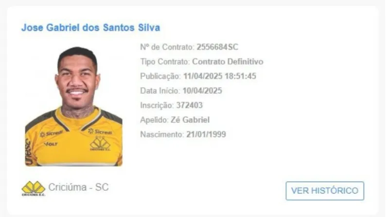 Zé Gabriel já foi registrado no BID