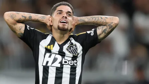 Rubens, jogador do Atlético-MG, lamenta durante partida contra o Itabirito no estadio -nenhum- pelo campeonato Mineiro 2025. Foto: Gilson Lobo/AGIF