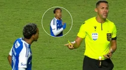 Cena entre Matheus Pereira e o árbitro em São Paulo e Cruzeiro viralizou nas redes. Foto: Reprodução/TV Globo.