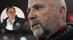 Sampaoli e Marcelo Teixeira. Fotos: Thiago Ribeiro/AGIF e Reinaldo Campos/AGIF