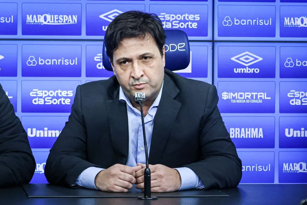 RS – PORTO ALEGRE – 29/06/2023 – GREMIO, COLETIVA DO PRESIDENTE ALBERTO GUERRA – Alberto Guerra presidente do Gremio durante em coletiva de imprensa realizada no CT Luiz Carvalho.