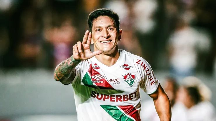 German Cano jogador do Fluminense comemora seu gol durante partida contra o Caxias no estadio Centenario pelo campeonato Copa Do Brasil 2025. Foto: Giancarlo Santorum/AGIF