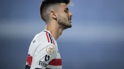 Lucas Beraldo jogador do São Paulo durante partida contra o Goiás no estádio Serrinha pelo campeonato Brasileiro A 2023. Foto: Isabela Azine/AGIF