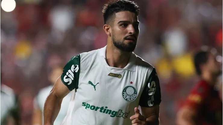 Flaco López comemorando gol em partida contra o Sport, na Ilha do Retiro, no Brasileirão. Foto: Cesar Greco/SEP