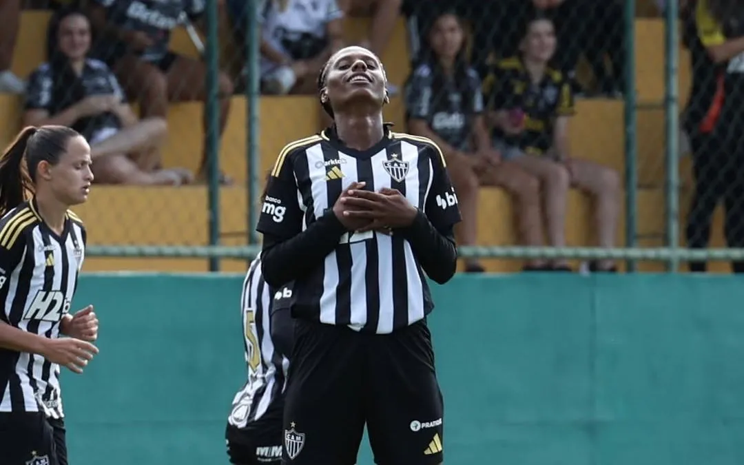 Zagueira do Galo comemora primeiro gol pelo clube na estreia d Brasileirão A2. Foto: Divulgação/Atlético Mineiro