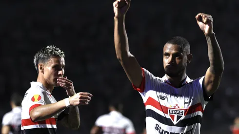 André Silva jogador do São Paulo comemora seu gol durante partida contra o Portuguesa no estádio Pacaembu pelo campeonato Paulista 2025. Foto: Marcello Zambrana/AGIF
