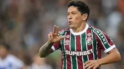 Cano, jogador do Fluminense, comemora seu gol durante partida contra o San Jose no estadio Maracana pelo campeonato Copa Sul-americana 2025. Foto: Thiago Ribeiro/AGIF