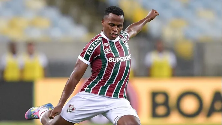 Jhon Arias jogador do Fluminense durante partida contra o Vitoria no estádio Maracanã pelo campeonato Brasileiro A 2025.