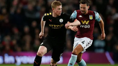 Kevin De Bruyne pelo Manchester City em partida diante do Aston Villa. Foto: Associated Press / Alamy Stock Photo