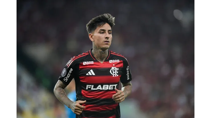 RJ - RIO DE JANEIRO - 09/04/2025 - COPA LIBERTADORES 2025, FLAMENGO X CORDOBA - Pulgar jogador do Flamengo durante partida contra o Cordoba no estadio Maracana pelo campeonato Copa Libertadores 2025. Foto: Thiago Ribeiro/AGIF