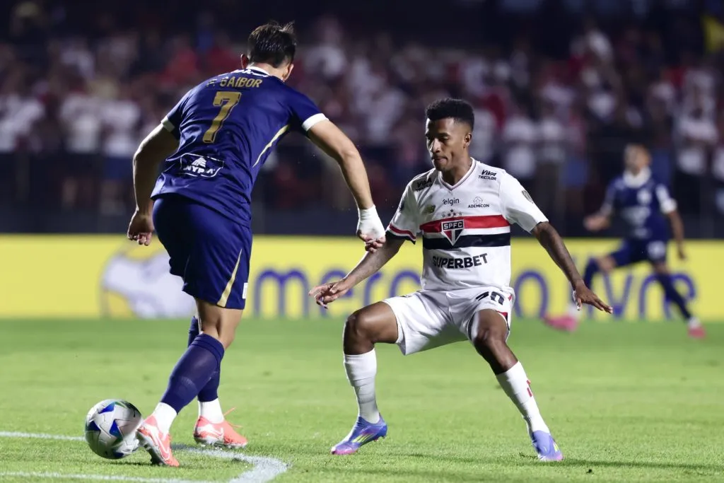 Marcos Antonio jogador do São Paulo durante partida contra o Alianza Lima no estádio Morumbi pelo campeonato Copa Libertadores 2025. Foto: Marcello Zambrana/AGIF