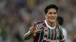 Germán Cano, jogador do Fluminense, durante partida contra o Vitória, pelo Brasileirão Betano. Foto: Thiago Ribeiro/AGIF.