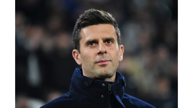 TURIN, ITALY - MARCH 03: Thiago Motta, Head Coach of Juventus, looks on prior to the Serie A match between Juventus and Verona at Allianz Stadium on March 03, 2025 in Turin, Italy. (Photo by Valerio Pennicino/Getty Images)