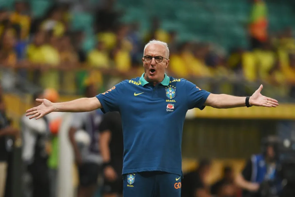 SALVADOR, BRAZIL – NOVEMBER 19: Dorival Junior, Head Coach of Brazil reacts during the South American FIFA World Cup 2026 Qualifier match between Brazil and Uruguay at Arena Fonte Nova on November 19, 2024 in Salvador, Brazil. (Photo by Pedro Vilela/Getty Images)