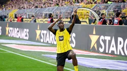 Serhou Guirassy comemora gol marcado pelo Borussia Dortmund. Foto: dpa picture alliance / Alamy Stock Photo