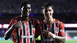 SP - SAO PAULO - 13/04/2025 - BRASILEIRO A 2025, SAO PAULO X CRUZEIRO - Ferreira jogador do Sao Paulo comemora seu gol com Lucas Ferreira jogador da sua equipe durante partida contra o Cruzeiro no estadio Morumbi pelo campeonato Brasileiro A 2025. Foto: Marcello Zambrana/AGIF