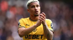 WOLVERHAMPTON, ENGLAND - APRIL 13: Joao Gomes of Wolves applauds the fans as he leaves the pitch following his substitution during the Premier League match between Wolverhampton Wanderers FC and Tottenham Hotspur FC at Molineux on April 13, 2025 in Wolverhampton, England. (Photo by Dan Istitene/Getty Images)