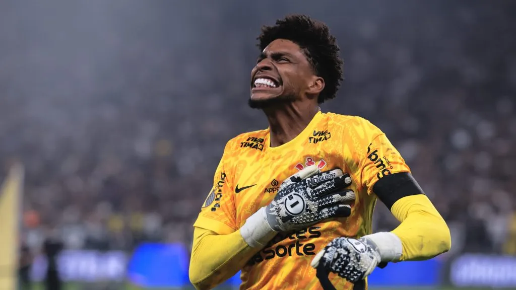 Hugo souza jogador do Corinthians comemora durante partida contra o Palmeiras, Foto: Ettore Chiereguini/AGIF