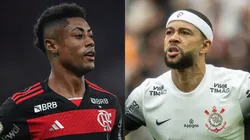 Bruno Henrique e Memphis Depay se enfrentarão em Flamengo x Corinthians. Foto: AGIF