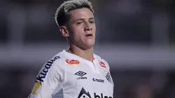 Léo Godoy durante partida entre Santos e Palmeiras, na Vila Belmiro, pelo Campeonato Paulista.