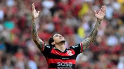 Pedro comemora gol marcado pelo Flamengo em partida diante do Corinthians. Foto: Andre Paes / Alamy Stock Photo