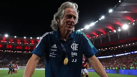Jorge Jesus comemorando. Foto: Buda Mendes/Getty Images