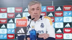Carlo Ancelotti durante entrevista coletiva no Real Madrid - Foto: Pedro Castillo / Real Madrid