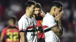 SAO PAULO, BRAZIL - MARCH 29: Jonathan Calleri of Sao Paulo reacts after missing a penalty during the Brasileirao 2025 match between Sao Paulo and Sport Recife at MorumBIS on March 29, 2025 in Sao Paulo, Brazil. (Photo by Mauro Horita/Getty Images)
