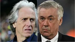 Jorge Jesus e Ancelotti, técnicos especulados na Seleção. Foto: Denis Doyle/Ahmad Mora/Getty Images
