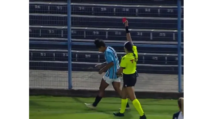 Expulsão jogadora gremista. Foto: Reprodução/SporTv