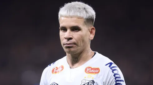 Soteldo jogador do Santos durante partida contra o Corinthians no estádio Arena Corinthians pelo campeonato Paulista 2025.