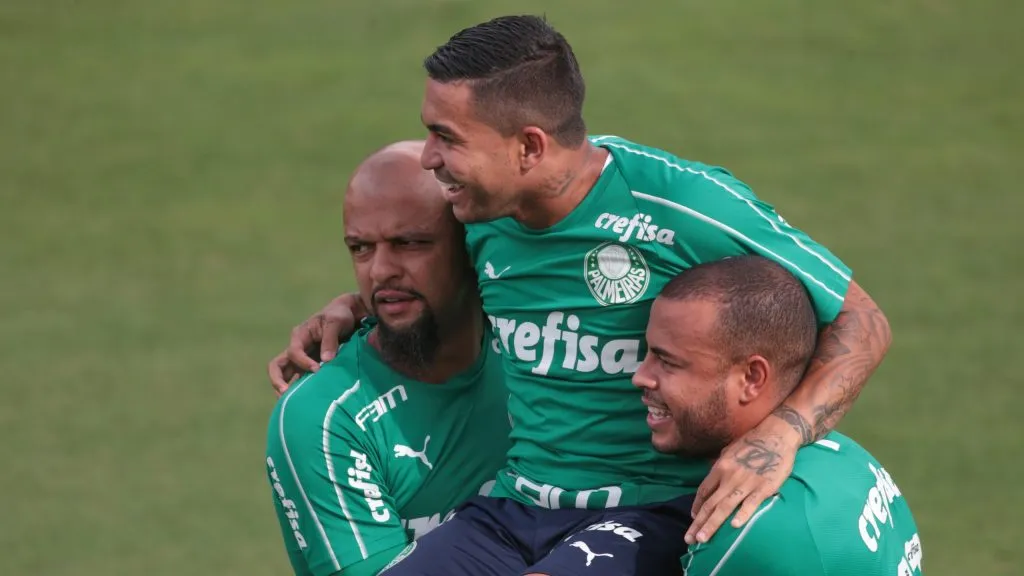 Felipe Melo e Dudu no Palmeiras. Foto: Marcello Zambrana/AGIF