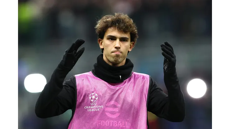 MILAN, ITALY - FEBRUARY 18: Joao Felix of AC Milan looks on, during the warm up prior to the UEFA Champions League 2024/25 League Knockout Play-off second leg match between AC Milan and Feyenoord at on February 18, 2025 in Milan, Italy. (Photo by Marco Luzzani/Getty Images)