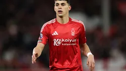 NOTTINGHAM, ENGLAND - APRIL 01: Ramon Sosa of Nottingham Forest during the Premier League match between Nottingham Forest FC and Manchester United FC at City Ground on April 01, 2025 in Nottingham, England. (Photo by Michael Steele/Getty Images)