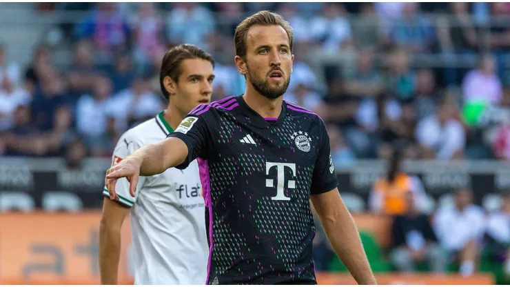 Harry Kane em partida entre Bayern de Munique e Borussia M’gladbach. Foto: Werner Otto / Alamy Stock Photo