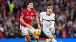 Harry Maguire em partida entre Manchester United e West Ham. Foto: Associated Press / Alamy Stock Photo