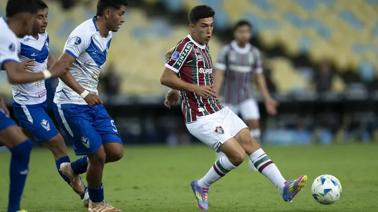 Lezcano, jogador do Fluminense, durante partida contra o San Jose pela Copa Sul-americana 2025. Foto: Jorge Rodrigues/AGIF